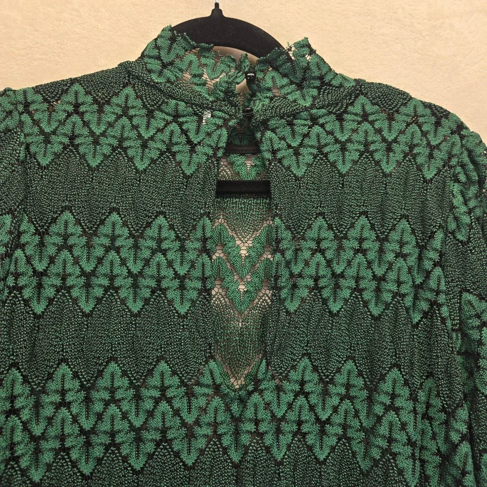Free‎ People Simone Mock Neck Dress Small Unlined Green Lace Whimisgoth Boho